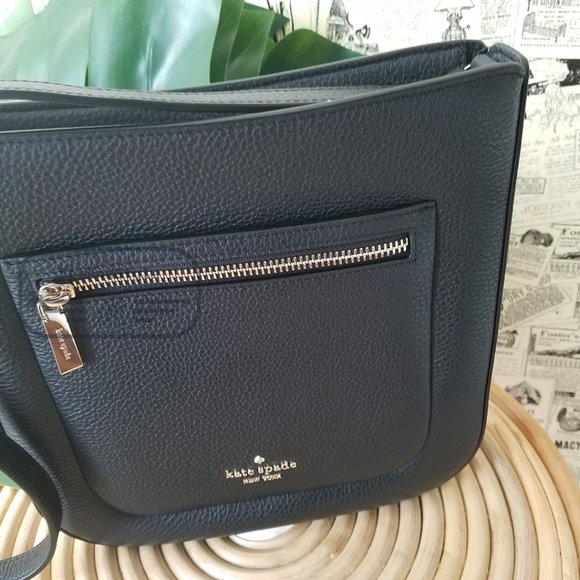 NWT New York Leila Leather Top Zip Crossbody color: black - Picture 11 of 15